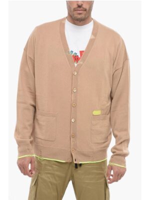 Dsquared² Cashmere Blend Cardigan wiith Distressed Detail