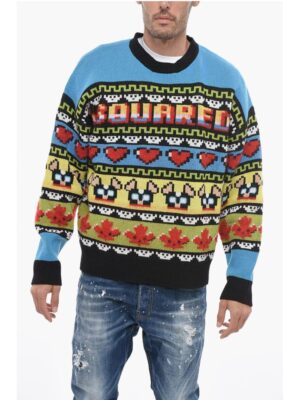 Dsquared² Mohair Blend CIRO Sweater with Graphic Embroidery