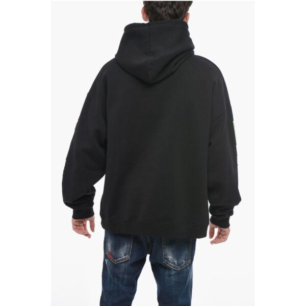 Dsquared² Hoodie Sweatshirt with Multicolored Textured Artwork - Image 2