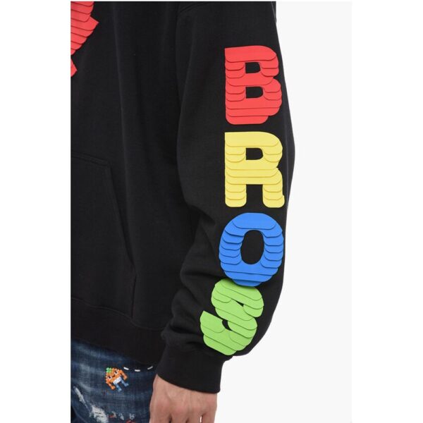 Dsquared² Hoodie Sweatshirt with Multicolored Textured Artwork - Image 3