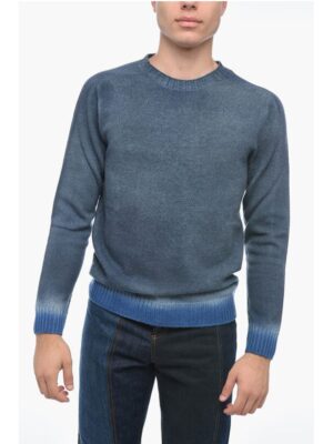 Altea Crew Neck Cashmere Blend Sweater with Degradè Bottom