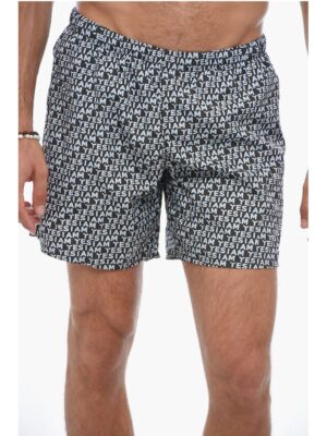 Yes I Am Allover Logo Print Boxer Swimsuit