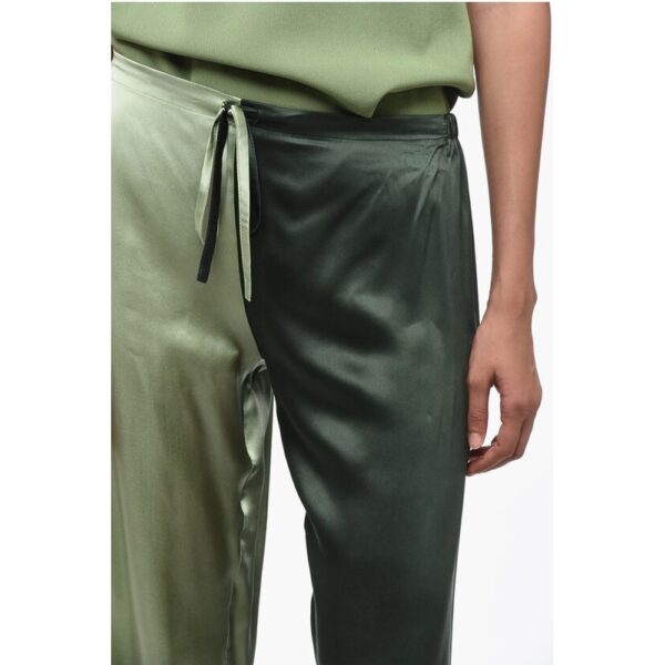WOERA Two Tone Silk Palazzo Pants with Drawstring - Image 3