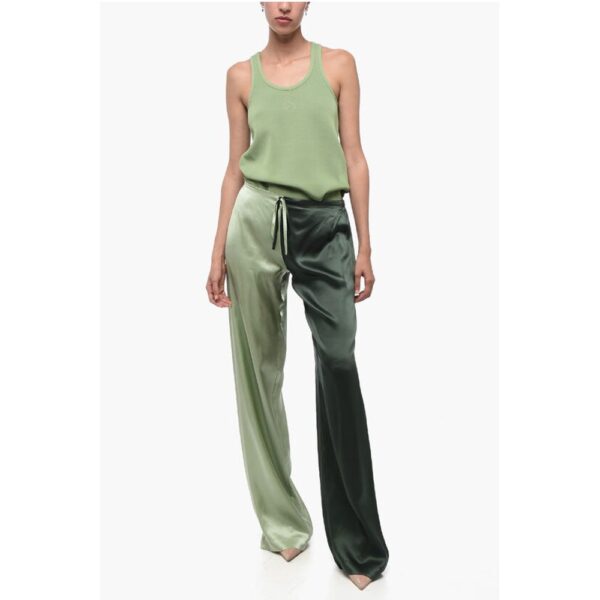 WOERA Two Tone Silk Palazzo Pants with Drawstring - Image 4