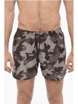 Neil Barrett Camouflage Motif Slim Fit Swim Shorts