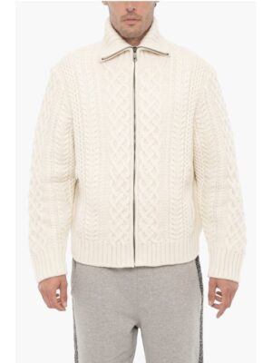 Neil Barrett Cable Knit Wool Sweater with Two Pockets