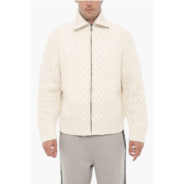 Neil Barrett Cable Knit Wool Sweater with Two Pockets