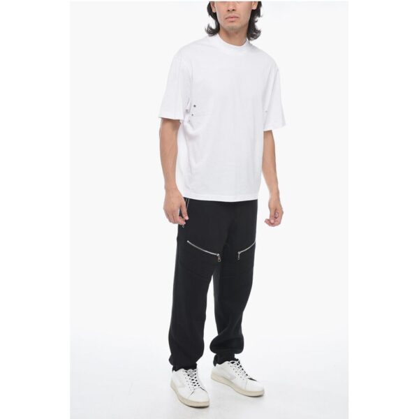 Neil Barrett Solid Color Slim Fit T-Shirt with Eyelets Details - Image 4