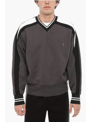 Neil Barrett Fleeced Cotton Baggy Fit Crew-neck Sweatshirt
