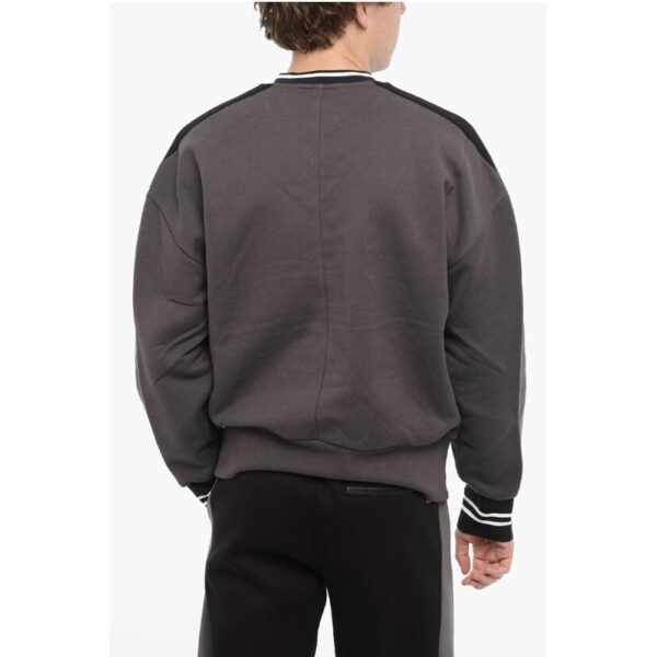 Neil Barrett Fleeced Cotton Baggy Fit Crew-neck Sweatshirt - Image 2