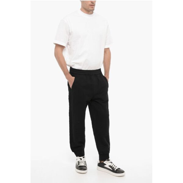 Neil Barrett Solid Color Joggers with Wool Side Bands - Image 4