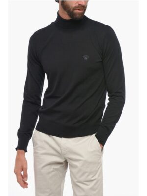 Versace Turtleneck Wool Blend Sweater with Logo