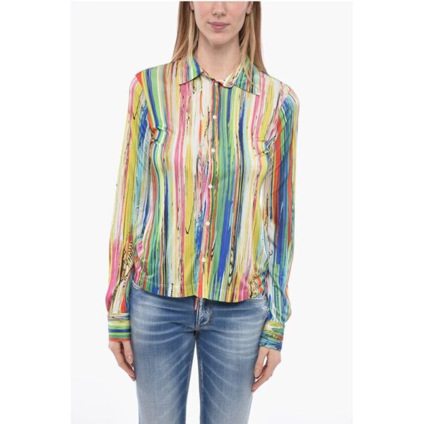 Dsquared² Multicolored Jersey Shirt with Standard Collar