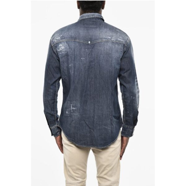 Dsquared² Bleached Effect LEAF WEST Denim Shirt - Image 2
