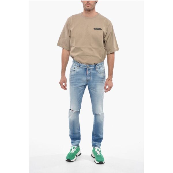 Dsquared² 5 Pocket Distressed Skater Fit Denims 16cm - Image 4