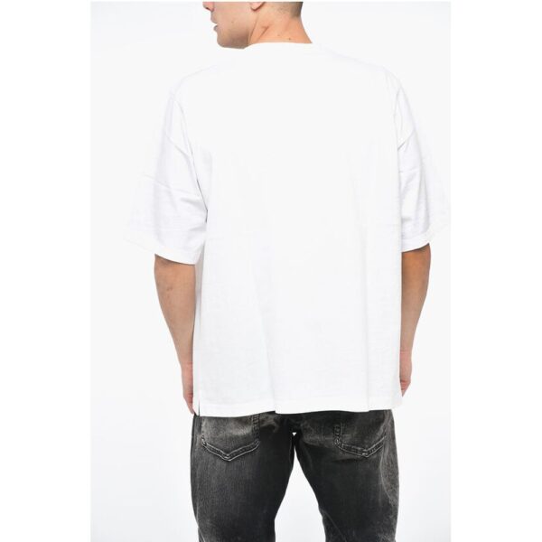 Dsquared² Crew Neck Cotton T-Shirt with Rubberised Logo and Maxipocket - Image 2