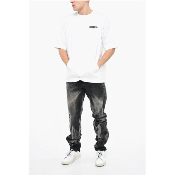 Dsquared² Crew Neck Cotton T-Shirt with Rubberised Logo and Maxipocket - Image 4