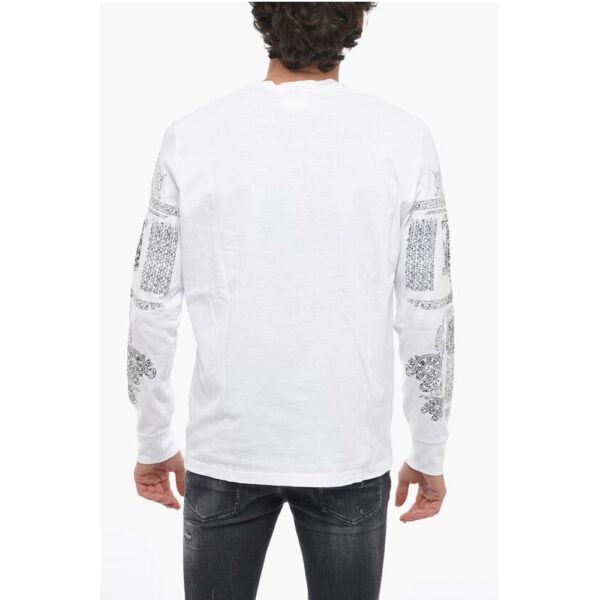 Dsquared² Crew Neck Cotton T-Shirt with Printed Sleeves - Image 2