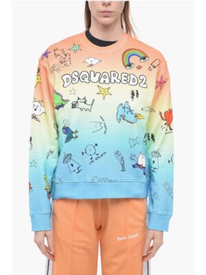 Dsquared² Crew Neck Degradè Cotton Printed Sweatshirt