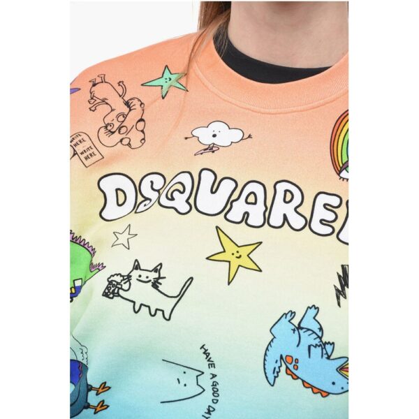 Dsquared² Crew Neck Degradè Cotton Printed Sweatshirt - Image 3