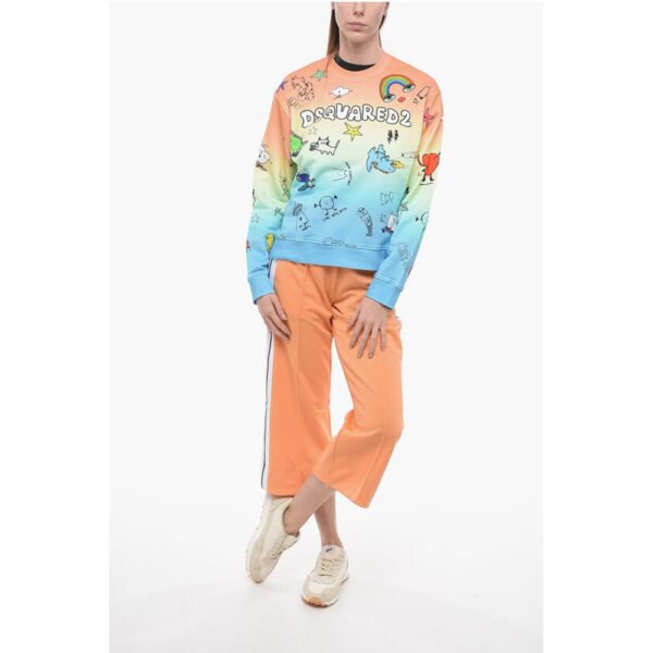 Dsquared² Crew Neck Degradè Cotton Printed Sweatshirt - Image 4