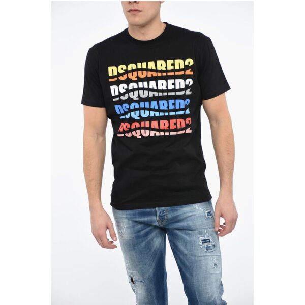 Dsquared² Crewneck COLOR WAVE T-Shirt with Multicolored Lettering