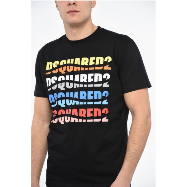 Dsquared² Crewneck COLOR WAVE T-Shirt with Multicolored Lettering - Image 3