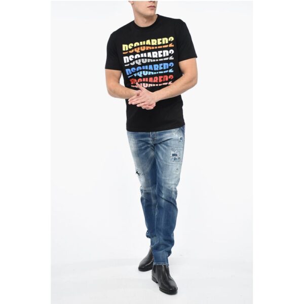 Dsquared² Crewneck COLOR WAVE T-Shirt with Multicolored Lettering - Image 4