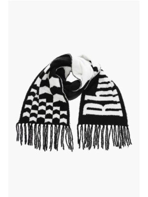 Rhude Two-Tone Fuzzy Scarf with Maxi Logo and Fringes