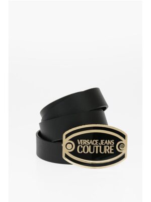 Versace JEANS COUTURE Leather Belt with Maxi Logoed Buckle 30mm