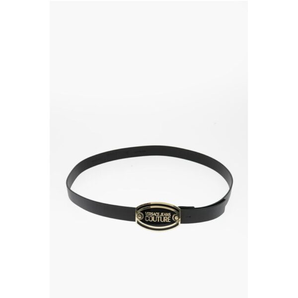 Versace JEANS COUTURE Leather Belt with Maxi Logoed Buckle 30mm - Image 2