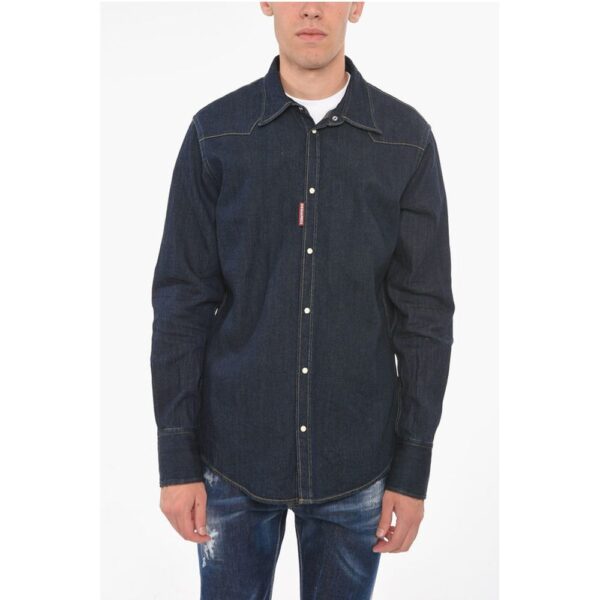 Dsquared² Hemp-blend Denim Western Shirt