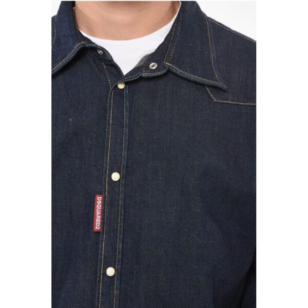 Dsquared² Hemp-blend Denim Western Shirt - Image 3
