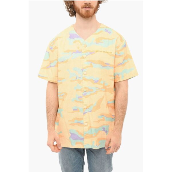 Bel Air Athletics V-neckline CAMO BASEBALL Shirt with Camouflage Motif