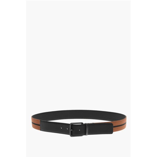 Ermenegildo Zegna Leather Inner Part Fabric Belt - Image 3