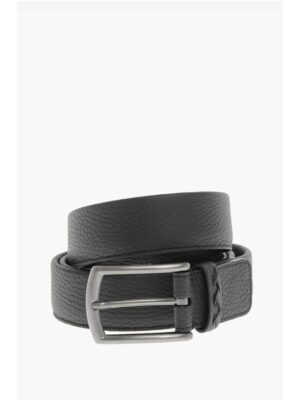Ermenegildo Zegna Metal Buckle Textured Leather Belt