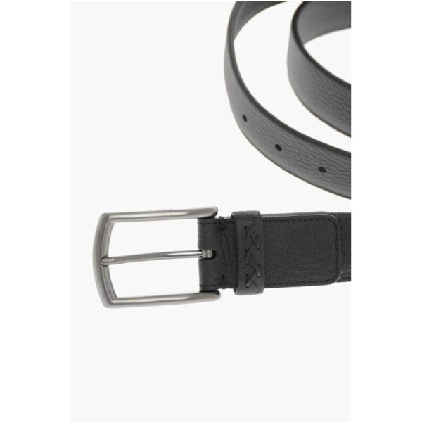 Ermenegildo Zegna Metal Buckle Textured Leather Belt - Image 2