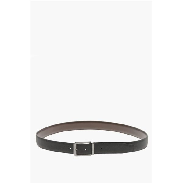 Ermenegildo Zegna Leather and Textured Leather Reversible Belt - Image 3