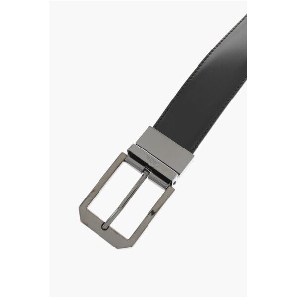 Ermenegildo Zegna Leather and Textured Leather Reversible Belt - Image 2