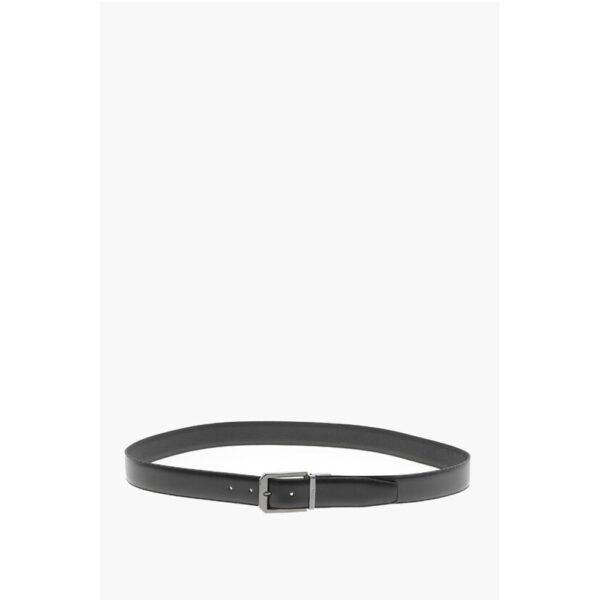 Ermenegildo Zegna Leather and Textured Leather Reversible Belt - Image 3