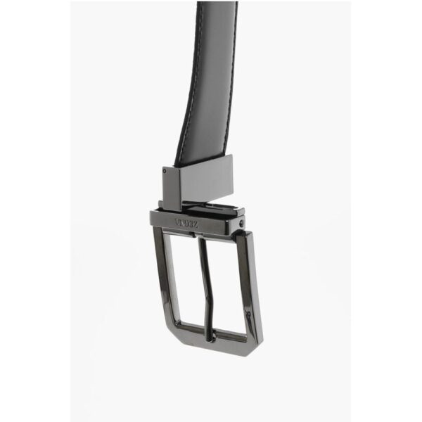 Ermenegildo Zegna Leather and Textured Leather Reversible Belt - Image 4