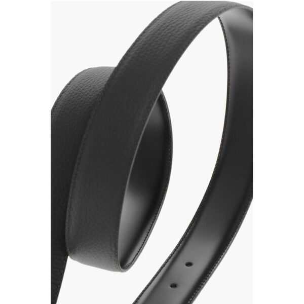 Ermenegildo Zegna Leather and Textured Leather Reversible Belt - Image 6