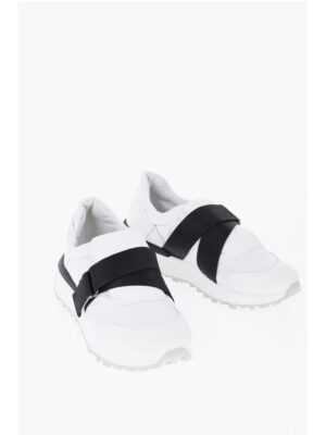 Ixos Leather and Fabric Low Top Sneakers with Touch Strap Closure