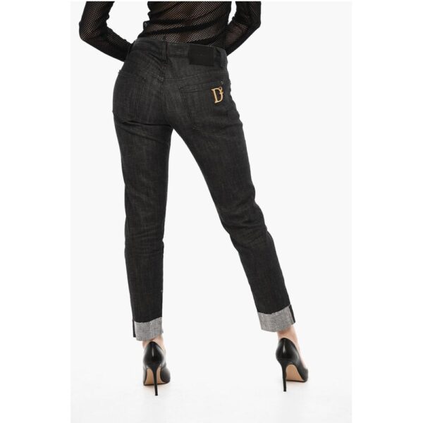 Dsquared² Dark Wash JENNIFER Cropped Jeans with Golden Logo - Image 2
