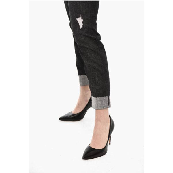 Dsquared² Dark Wash JENNIFER Cropped Jeans with Golden Logo - Image 3