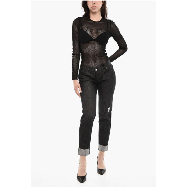 Dsquared² Dark Wash JENNIFER Cropped Jeans with Golden Logo - Image 5