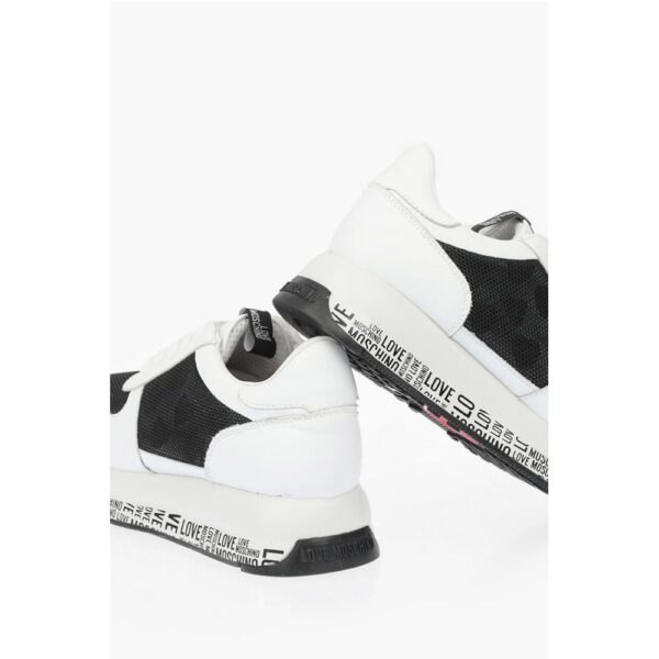 Moschino LOVE leather sneakers with mesh details and all over logo so - Image 2