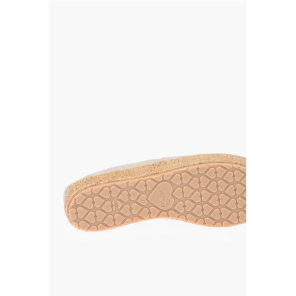 Moschino LOVE Suede Split Leather Platform Espadrilles with Embroider - Image 5