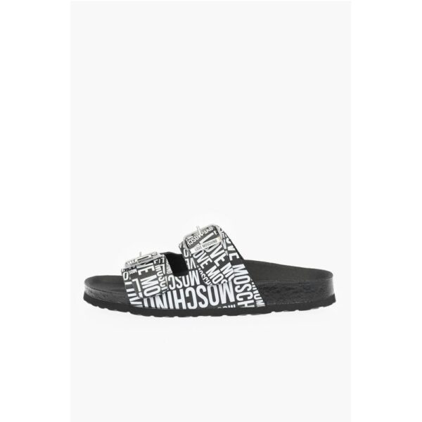 Moschino LOVE Slides Sandals BIRKI130 with Logoed Buckles - Image 3