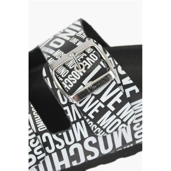 Moschino LOVE Slides Sandals BIRKI130 with Logoed Buckles - Image 4